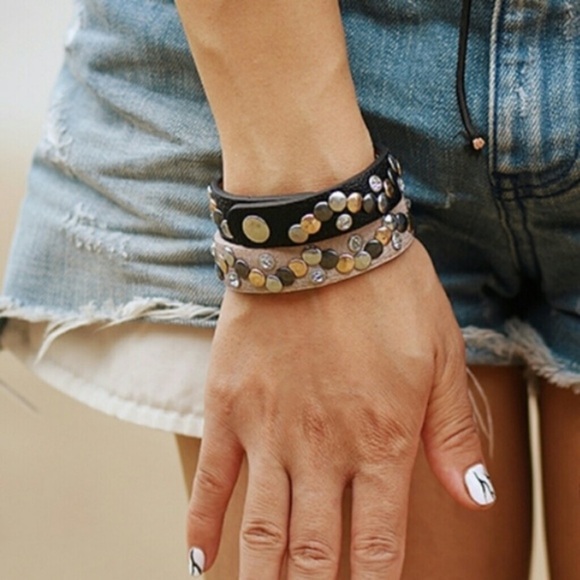 LEATHER Snap Bracelet Rust or Black - Picture 4 of 8